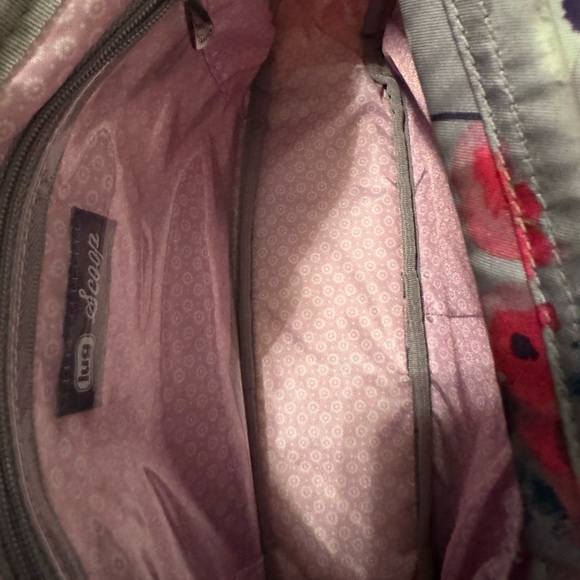 Lug Scoop Crossbody Bag, watercolor pearl gray floral. 10”W x 7”H x 3.5”D. - Picture 4 of 5